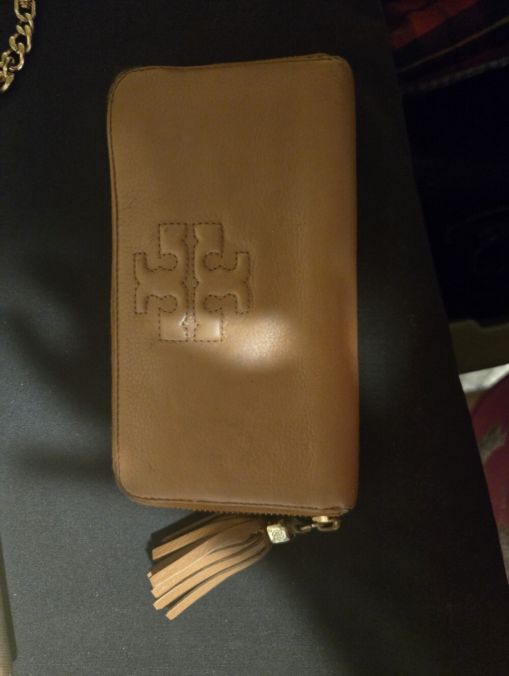 Tory Burch Tan Leather Zip Wallet